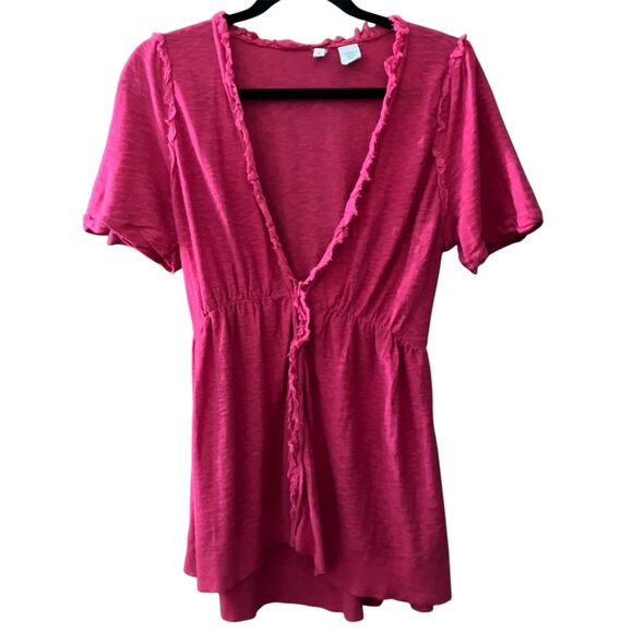 Moth Sweaters - Moth short sleeve tie waist slub knit cardigan